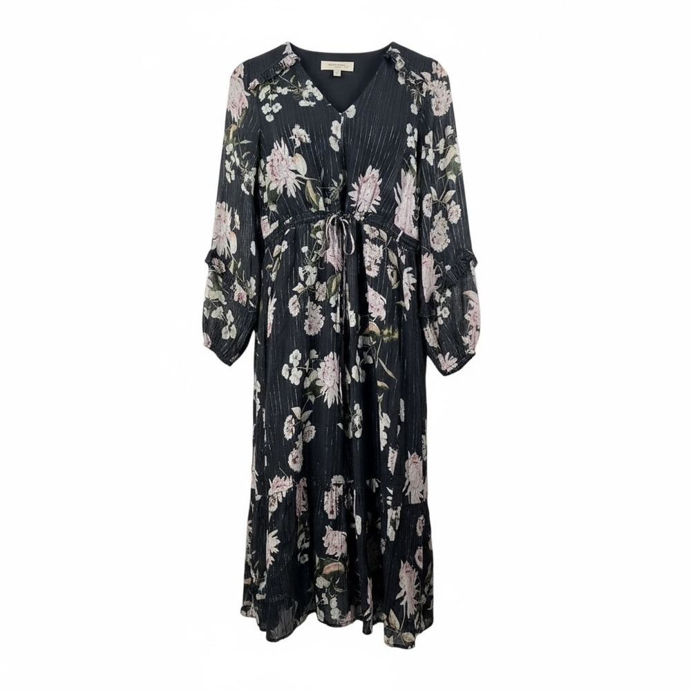 Anthropologie Dolan Sandrine Floral midi dress sheer whimsigoth sz S